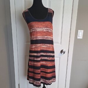 Women's Sleeveless Striped Orange and Black Summer Dress
